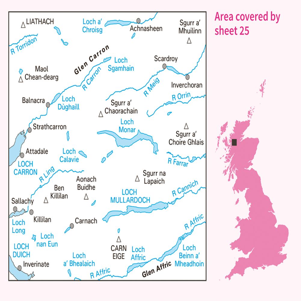 Ordnance Survey Landranger Map 25 Glen Carron & Glen Affric