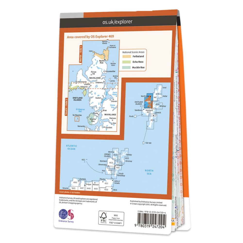 Ordnance Survey Explorer Map 469- Shetland – Mainland North West – North Roe & Sullom Voe