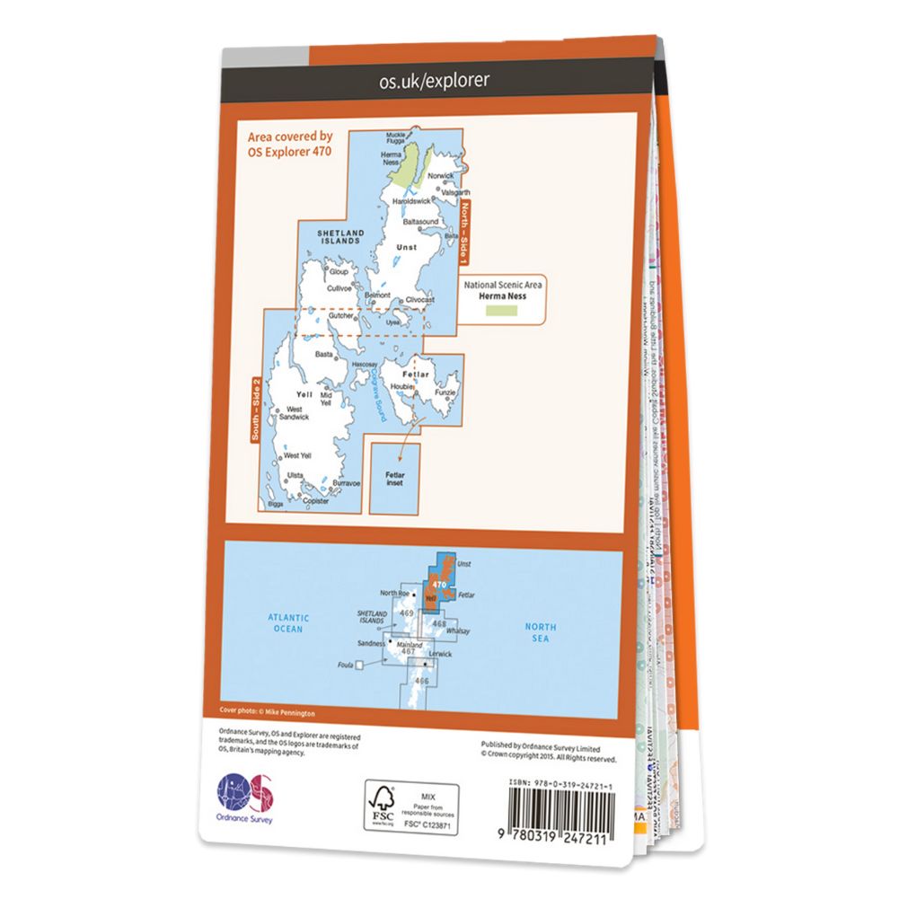 Ordnance Survey Explorer Map 470 – Shetland – Unst, Yell & Fetlar