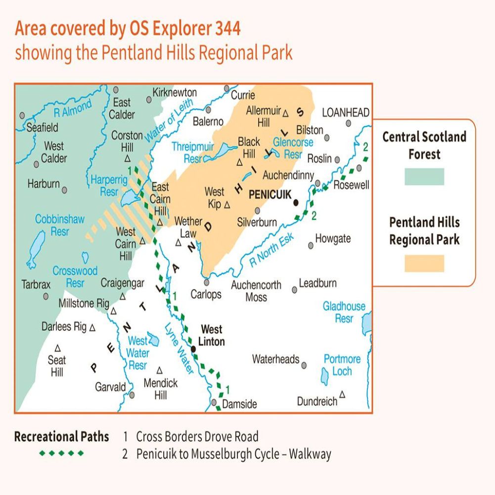 Ordnance Survey Explorer Map 344 Pentland Hills Close