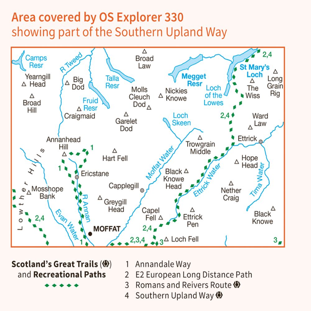 Ordnance Survey Explorer Map 330 Moffat &amp; St Mary&#39;s Loch