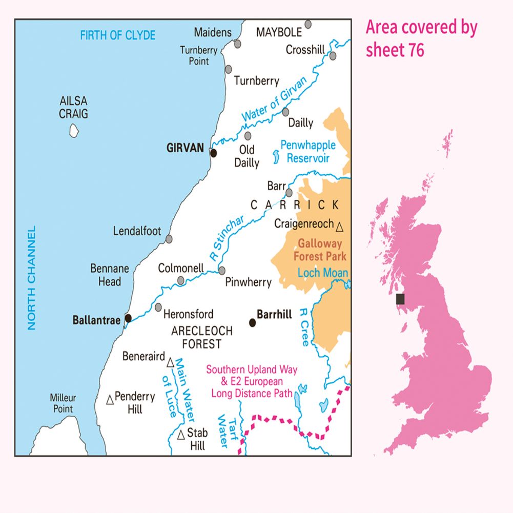 Ordnance Survey Landranger Map 76 Girvan – Ballantrae &amp; Barhill