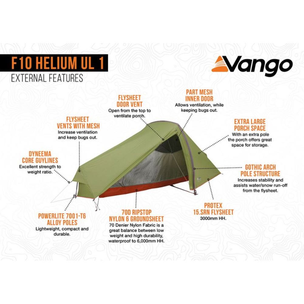 Force Ten (F10) Helium 1 UL Lightweight Tent – 1 Man Trekking Tent