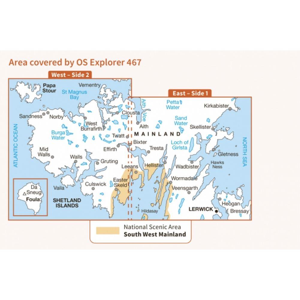 Ordnance Survey Explorer Map 467 Sheltand – Mainland Central