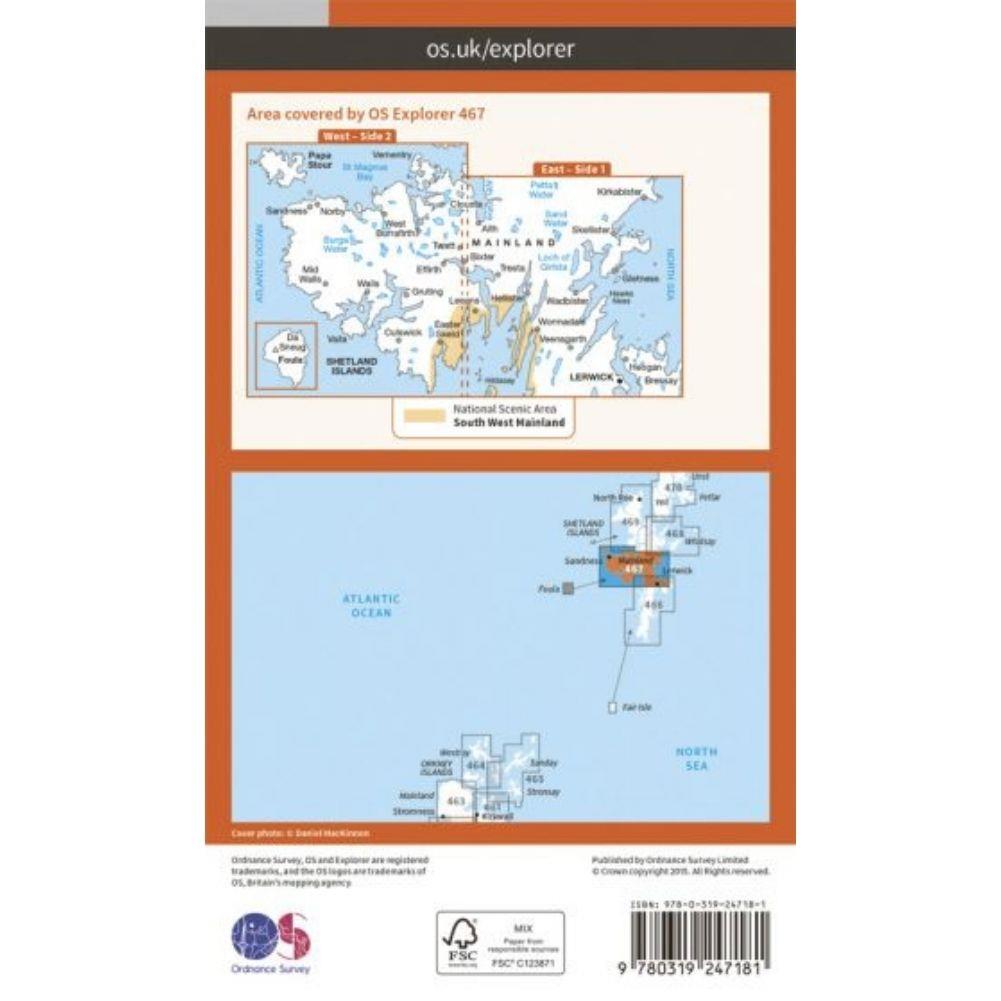 Ordnance Survey Explorer Map 467 Sheltand – Mainland Central