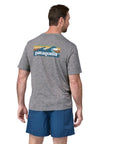 Patagonia  Men's Capilene Cool Daily Graphic Shirt - Waters (Boardshort Logo Abalone Blue: Feather Grey) male back 