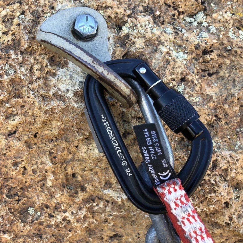 Black Diamond LiteForge Screwgate Carabiner (Black) being used
