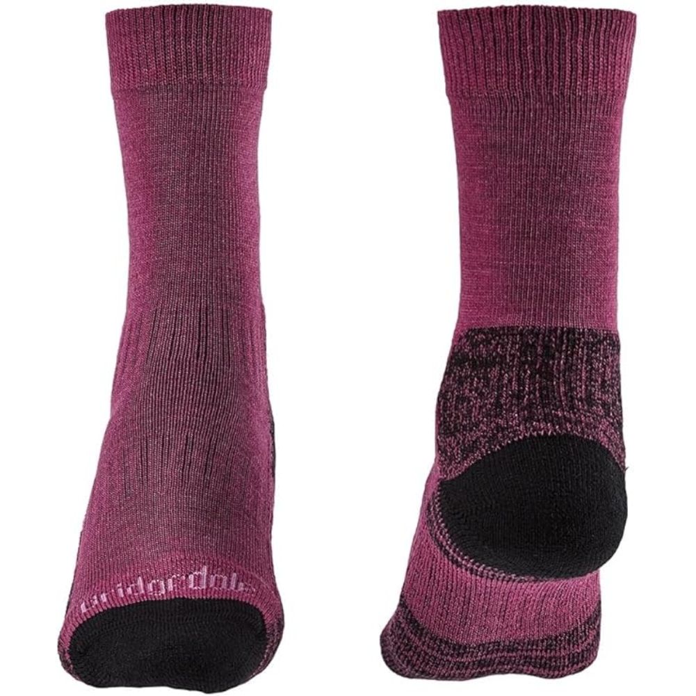 Bridgedale Women's Hike Lightweight Merino Performance Boot Socks (Berry) front and back