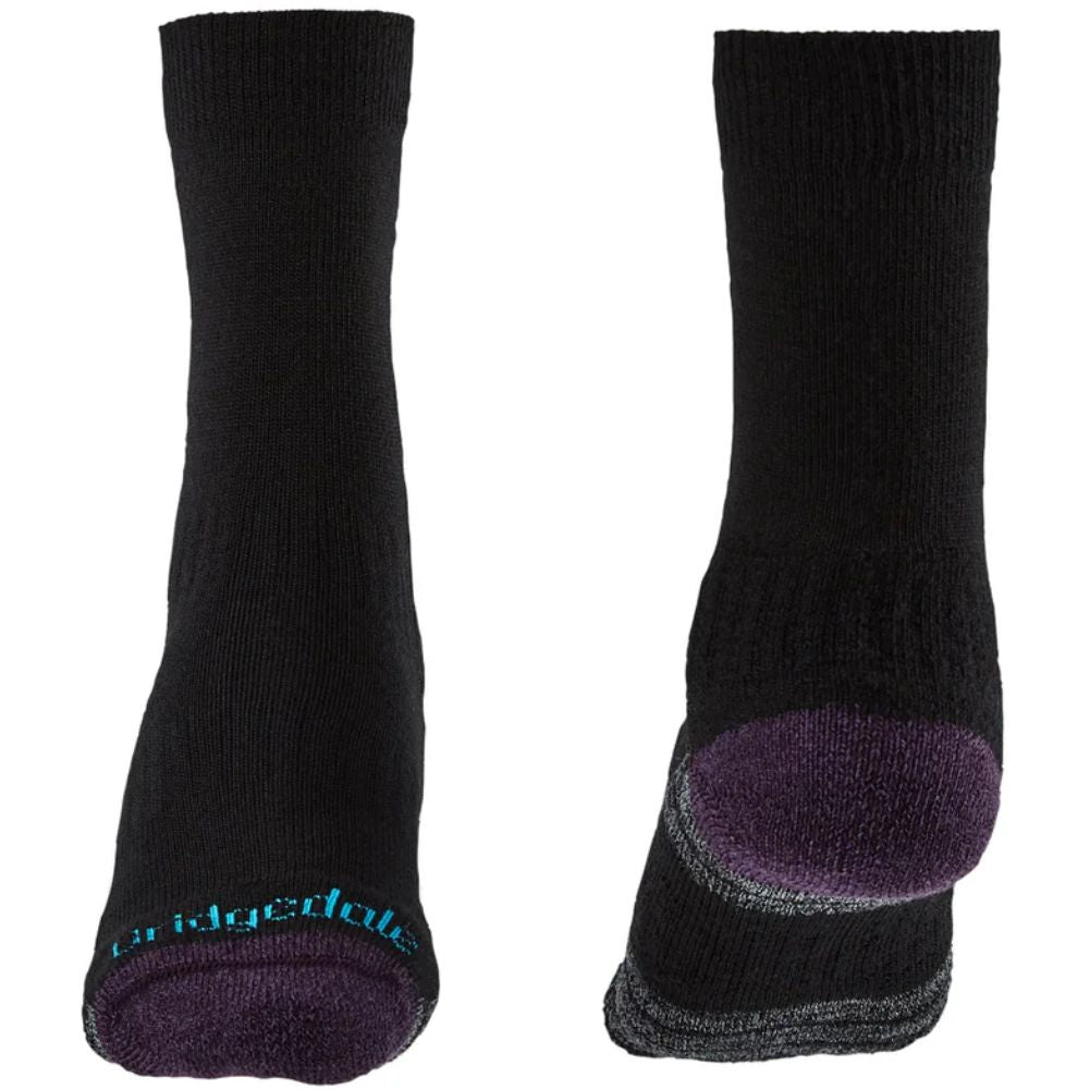 Bridgedale Women's Hike Lightweight Merino Performance Boot Socks (Black/Purple) front back