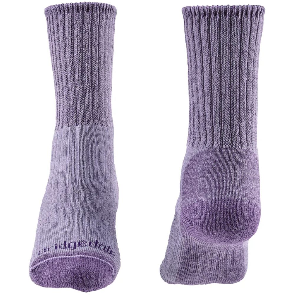 Bridgedale Women's Hike Midweight Merino Comfort Boot Socks - Violet front and back