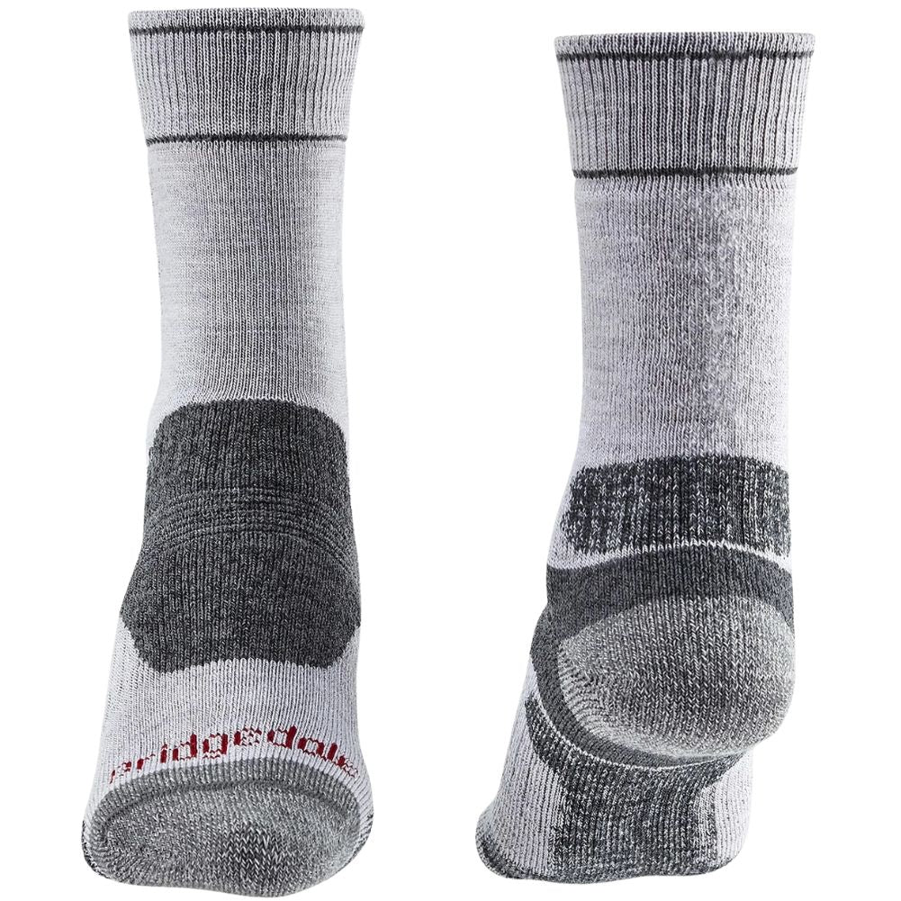 Bridgedale Women's Hike Midweight Merino Performance Boot Socks (Silver Grey) front and back