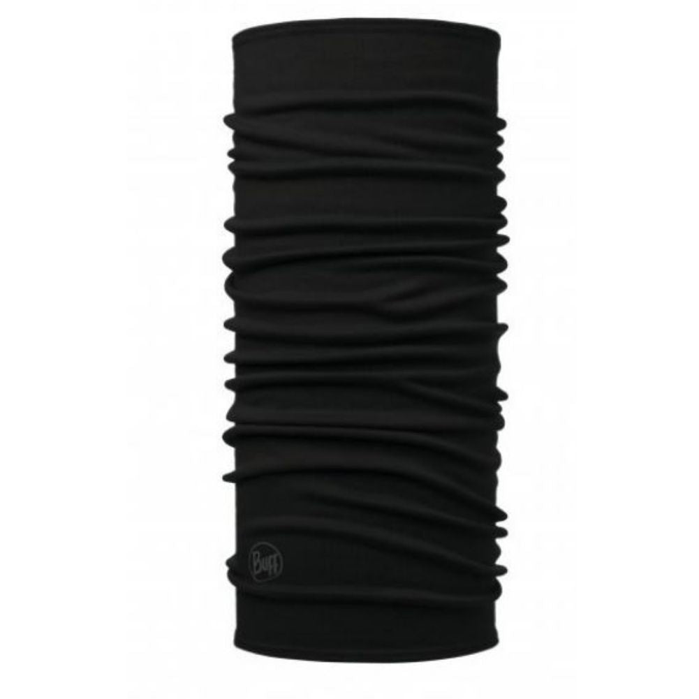 Buff Midweight Merino Wool Neckwarmer/Facecover (Solid Black)