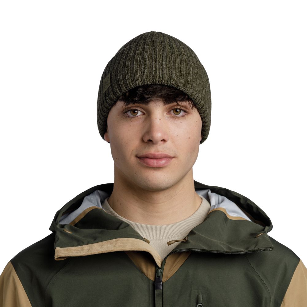 Buff Knitted Beanie (Rutger Silversage) Front