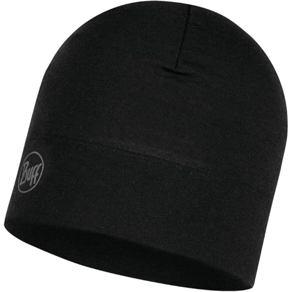 Buff Merino Midweight Beanie Hat (Solid Black)