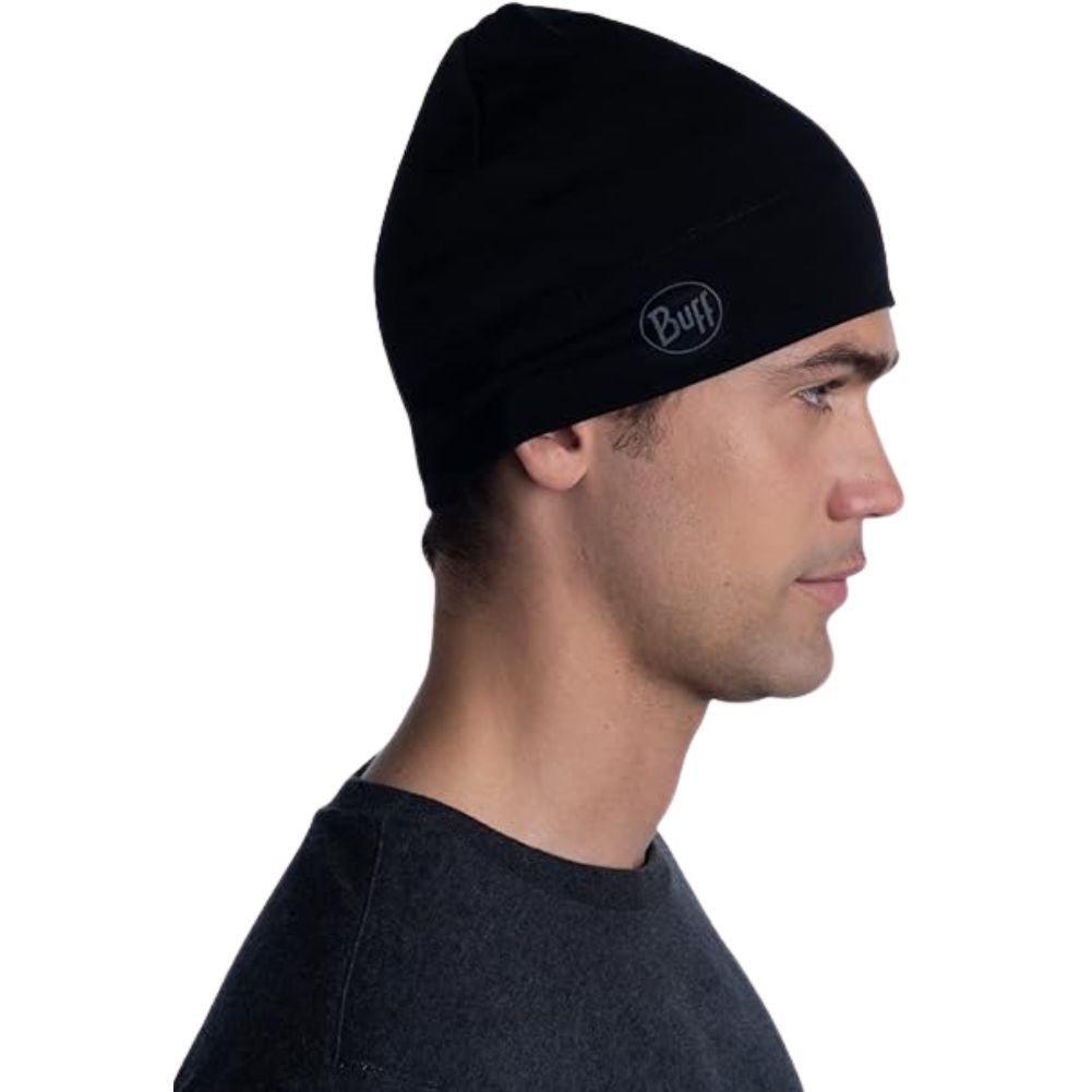 Buff Merino Midweight Beanie Hat (Solid Black) profile