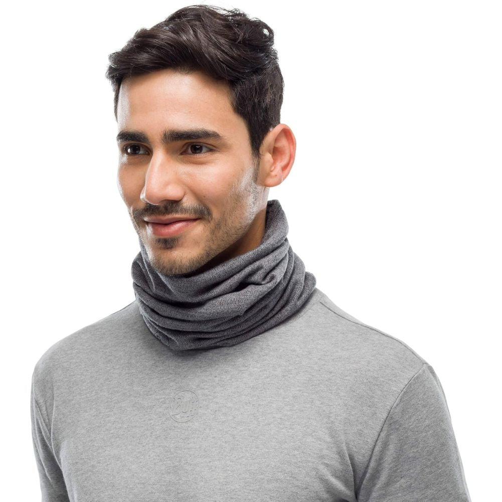 Buff Midweight Merino Wool Neckwarmer/Facecover (Light Grey Melange) model angle