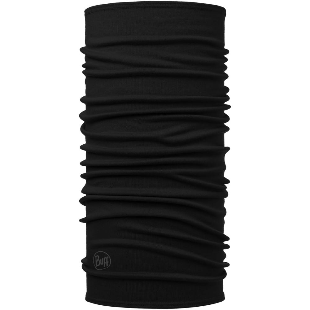 Buff Midweight Merino Wool Neckwarmer/Facecover (Solid Black)