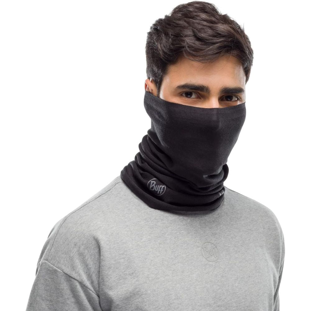 Buff ThermoNet Neckwarmer Face Cover (Solid Black) face covered