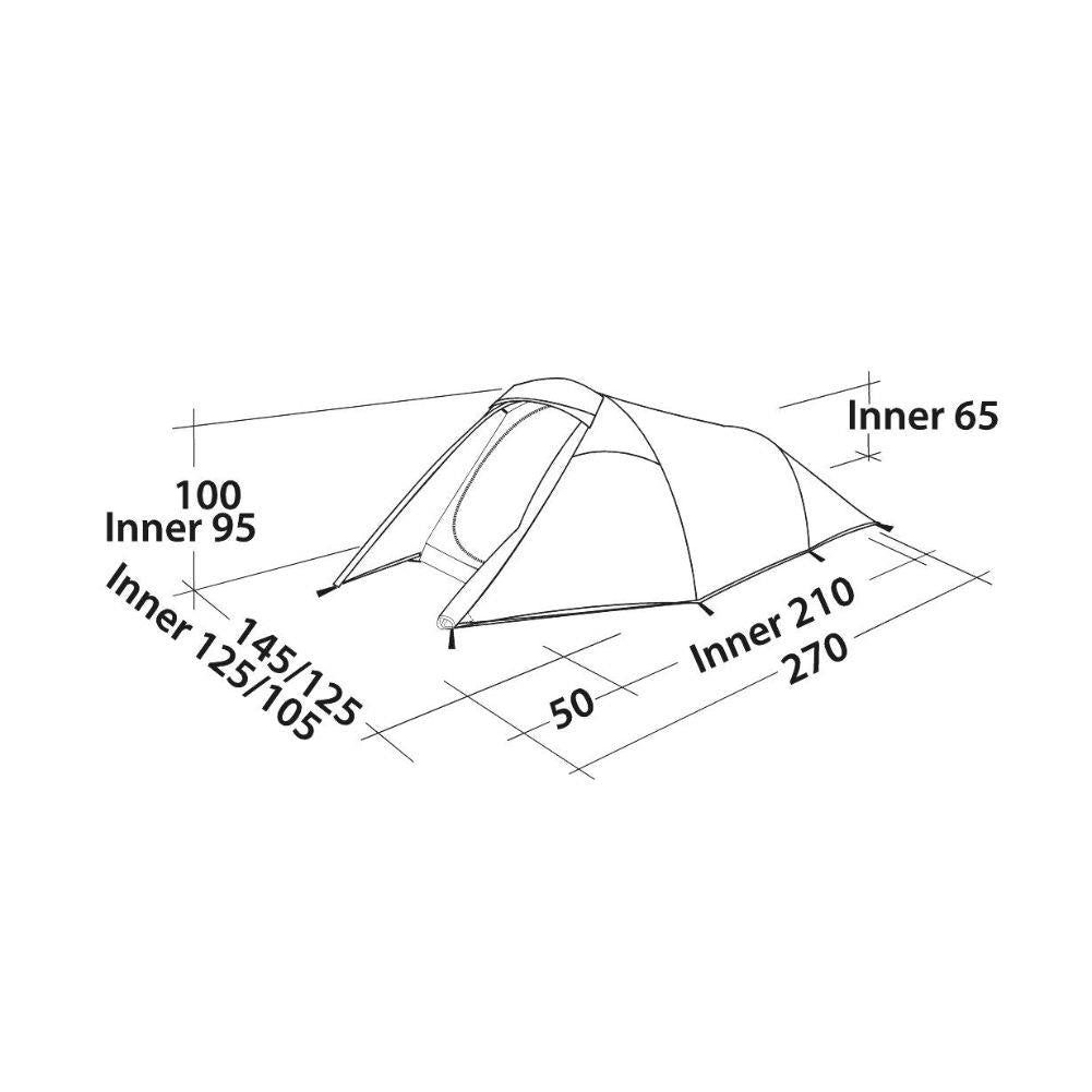 Easy Camp Energy 200 Tent - 2 Man Tent (Rustic Green) measurements