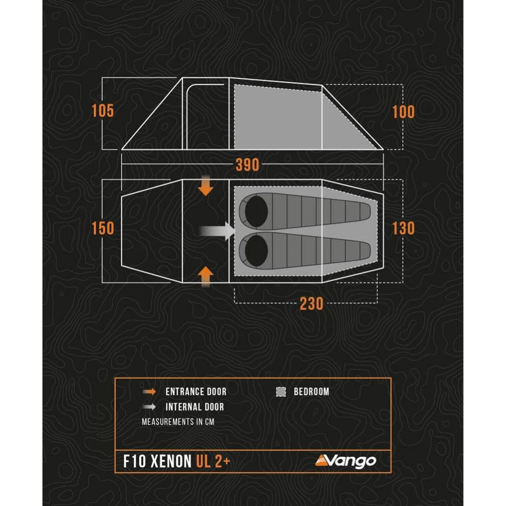 Force Ten (F10) Xenon UL 2 Plus Tent - 2 Man Lightweight Tent diagram