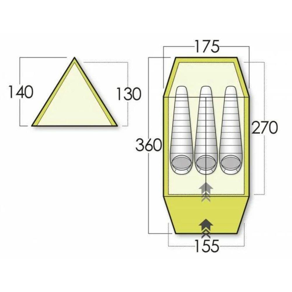 Force Ten Classic Mk 4 Standard Tent - 3 Person Tent (Jaffa) Size