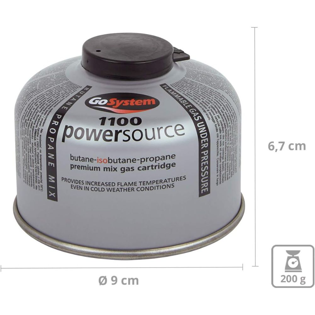 GoSystem Powersource Butane Propane Threaded Mix 100g Gas Cartridge measurements