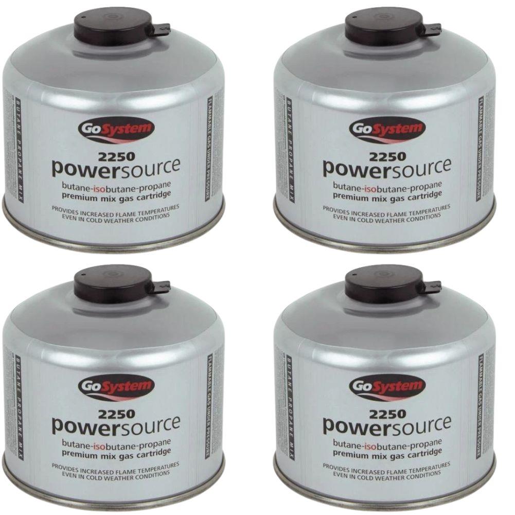 GoSystem Powersource 2250 (4 Pack) - Butane Propane Threaded Mix 225g Gas Cartridge
