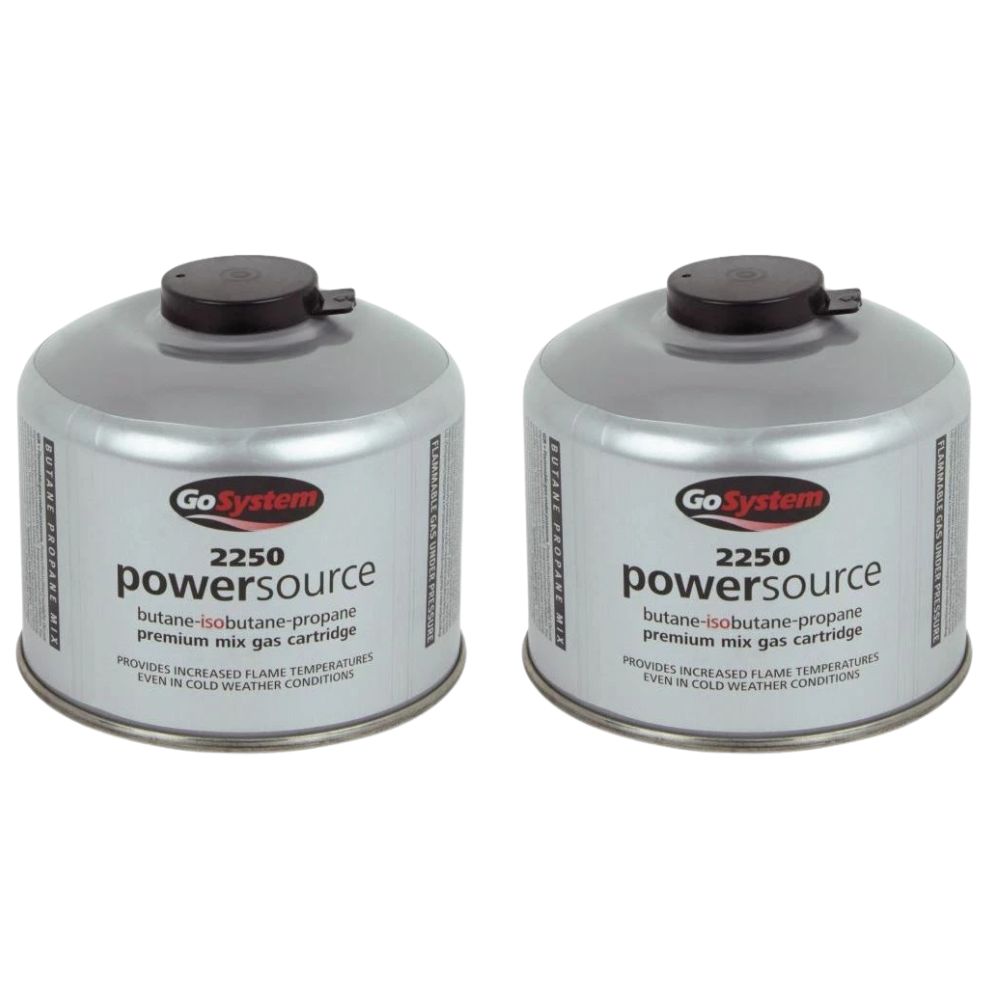 GoSystem Powersource 2250 (Twin Pack) - Butane Propane Threaded Mix 225g Gas Cartridge