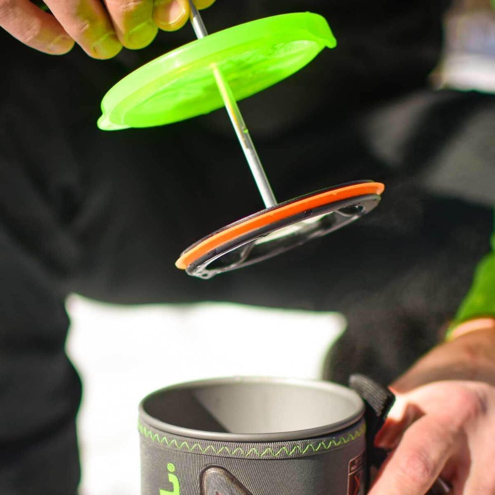 Jetboil Silicone Coffee Press being use