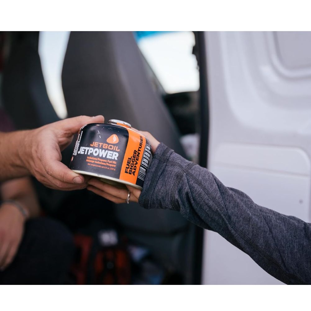 Jetboil JetPower Fuel 230g Gas Canister handing over