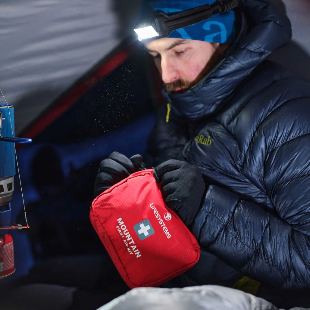 Lifesystems Mountain First Aid Kit being used in tent