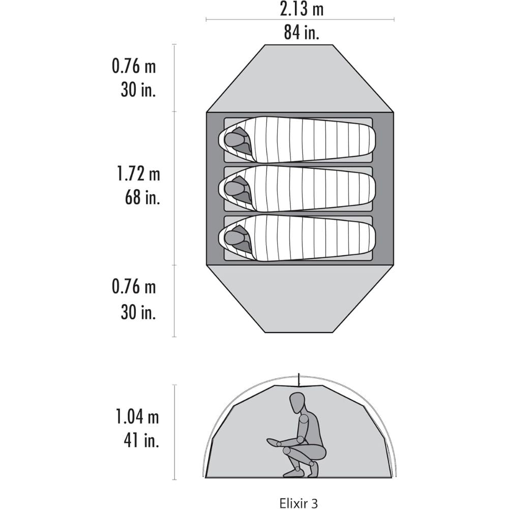 MSR Elixir 3 Tent - 3 Person Backpacking Tent (White) diagram