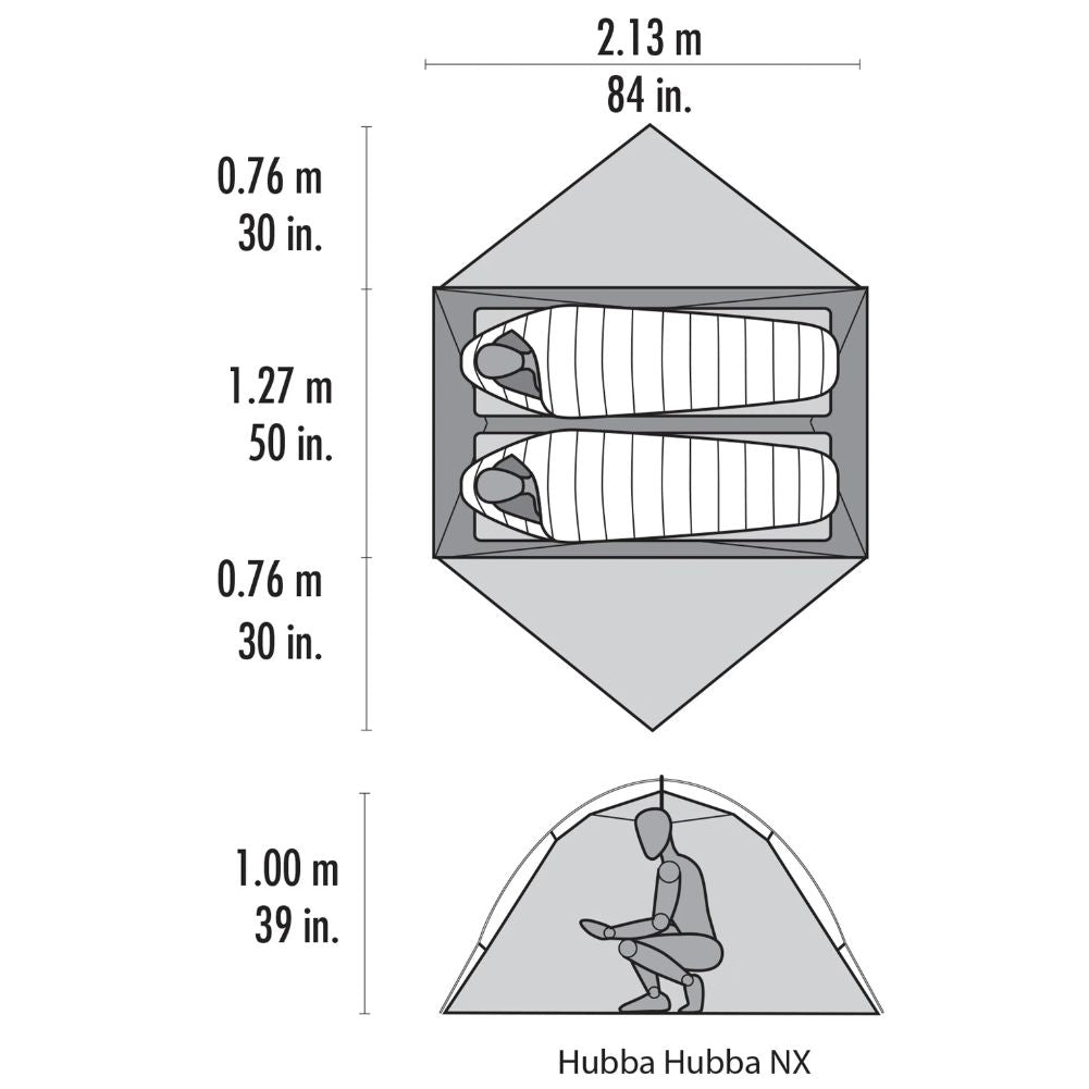 MSR Hubba Hubba NX 2 Person Tent (White)
 diagram