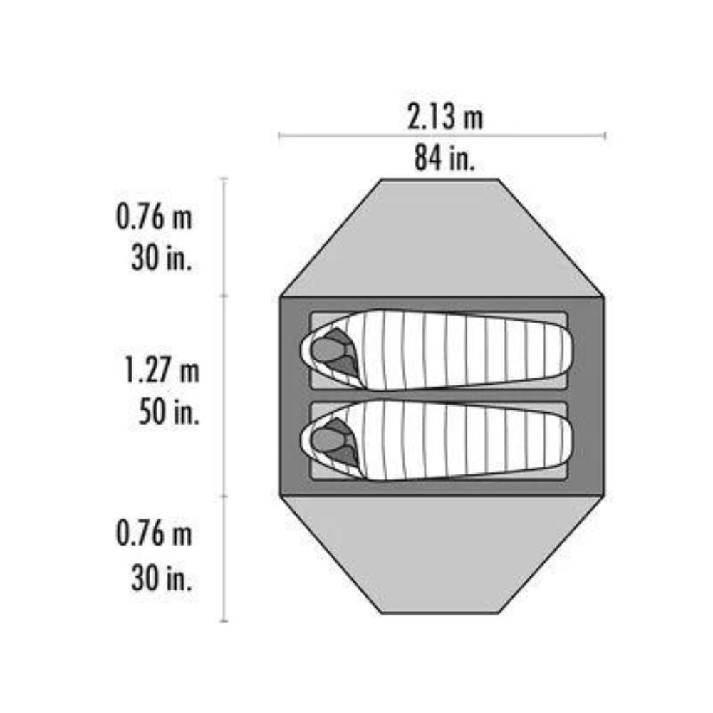 MSR Elixir 2 Tent - 2 Man Trekking/Backpacking Tent - Measurements