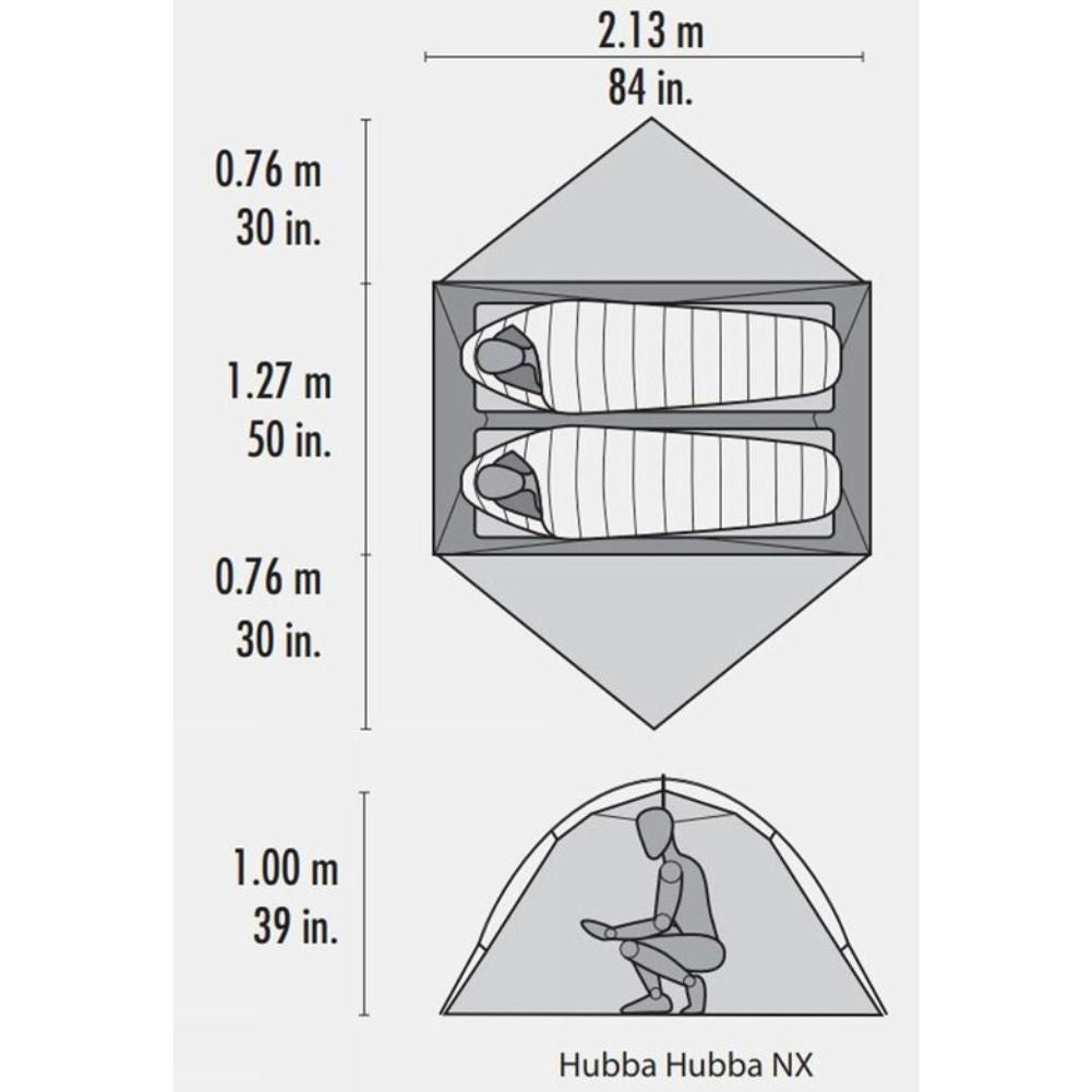 MSR Hubba Hubba NX 2 Tent - 2 Person Tent measurements