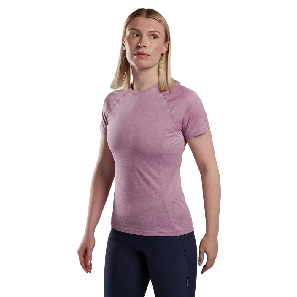 Montane Women&#39;s Dart T-Shirt (Allium) model super hero pose