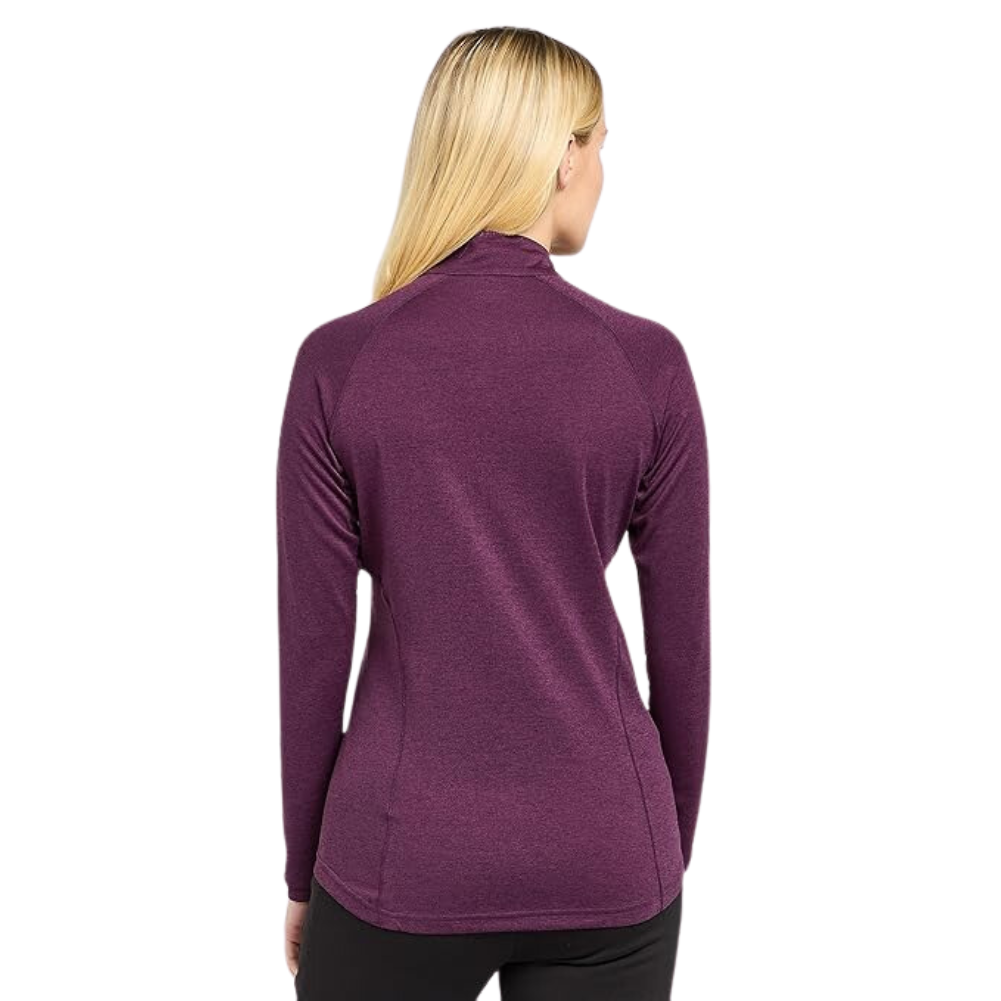 Montane Women&#39;s Dart Zip Neck Long Sleeve T-Shirt (Saskatoon Berry) model back