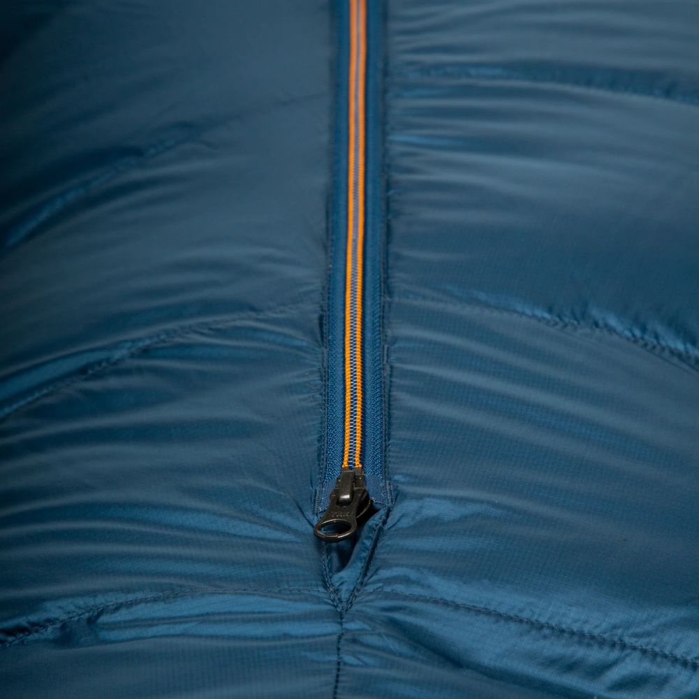 Mountain Equipment Helium 400 Long Down Sleeping Bag (Majolica Blue) zipper