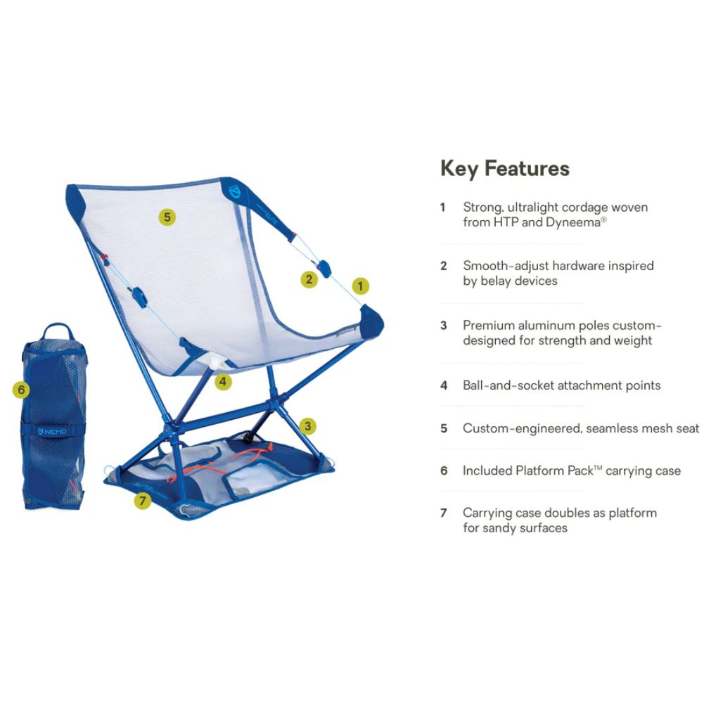 Nemo Equipment Moonlite Elite Reclining Backpacking Chair (Lake) Information