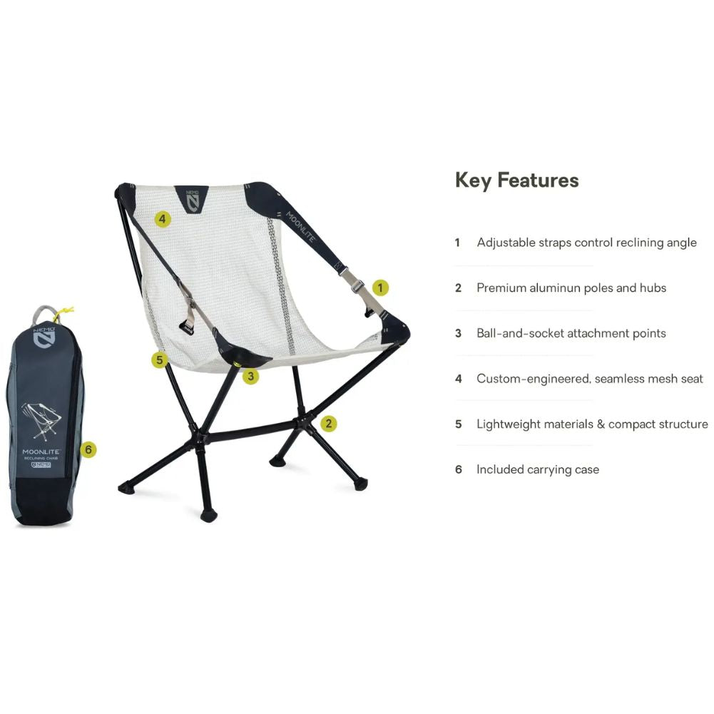 Nemo Equipment Moonlite Reclining Camping Chair (Pelican Grey) Information