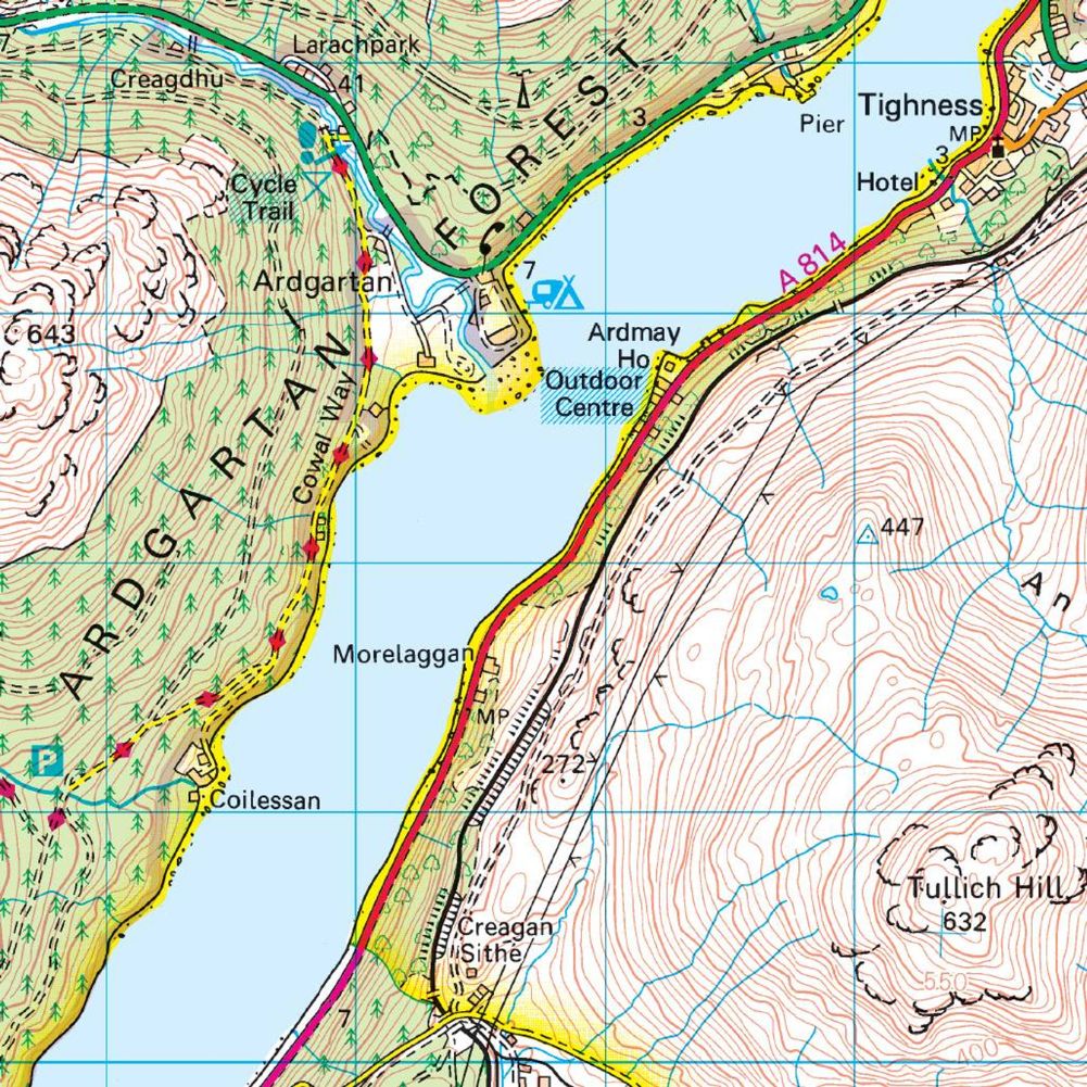 Ordnanace Survey Landranger Map 56 – Loch Lomond &amp; Inveraray map info close up