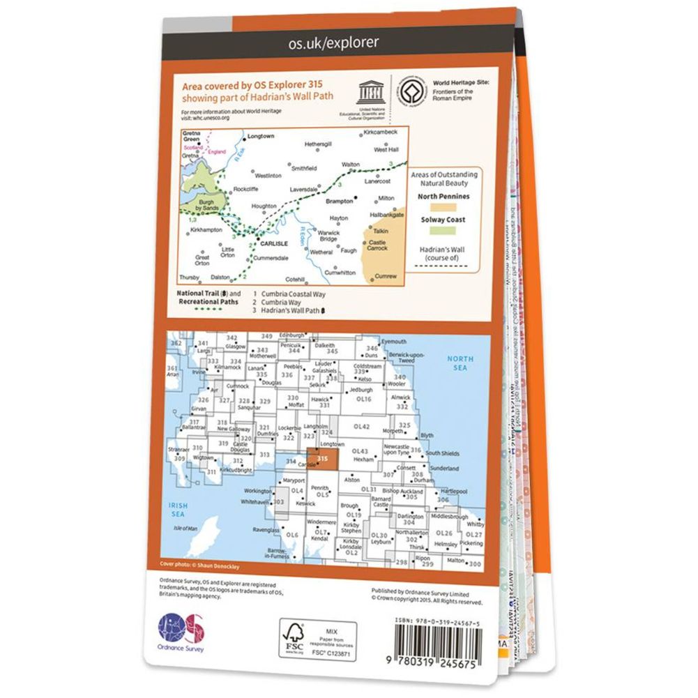 Ordnance Survey Explorer 315 Map Carlisle – Summits Outdoor