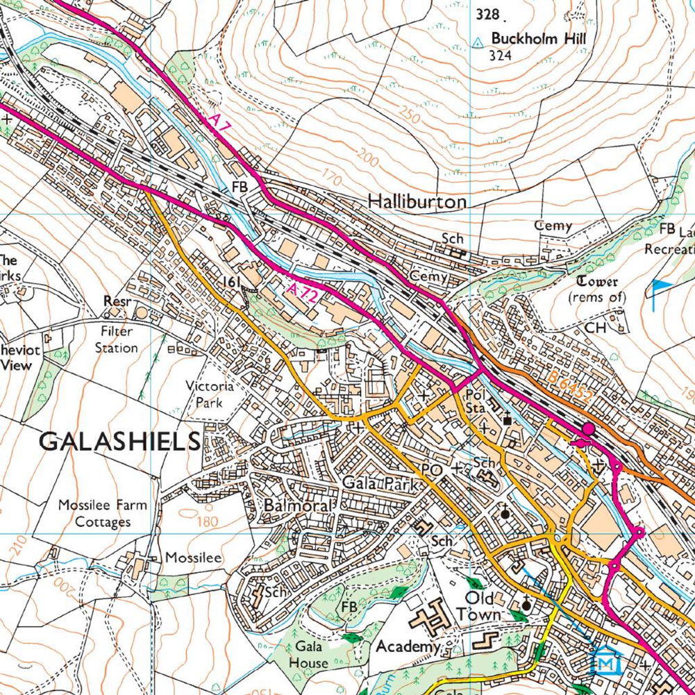 Ordnance Survey Explorer Map 338 Galashiels, Selkirk & Melrose map view