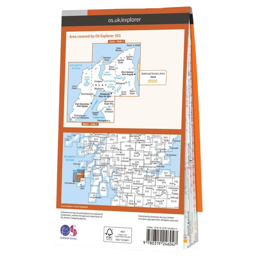 Ordnance Survey Explorer Map 353 Islay North Back