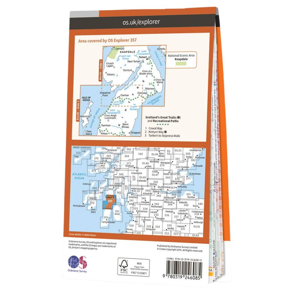 Ordnance Survey Explorer Map 357 Kintyre North Back