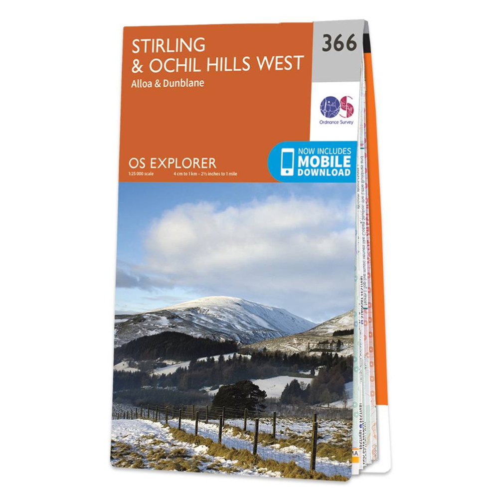 Ordnance Survey Explorer Map 366 Stirling & Ochil Hills West angle