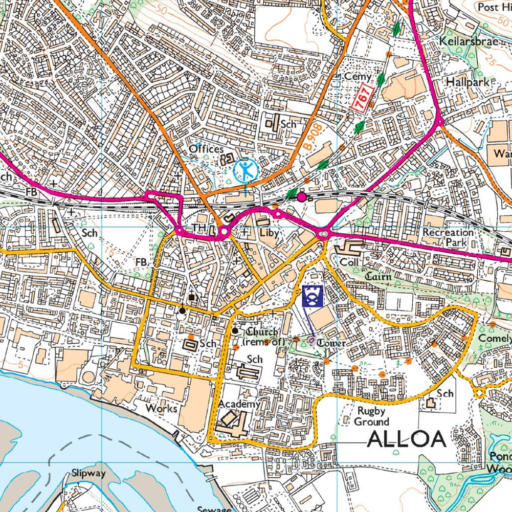 Ordnance Survey Explorer Map 366 Stirling &amp; Ochil Hills West zoomed in