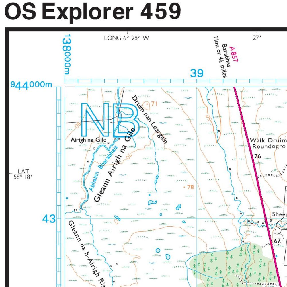 Ordnance Survey Explorer Map 459 Central Lewis &amp;  Stornoway