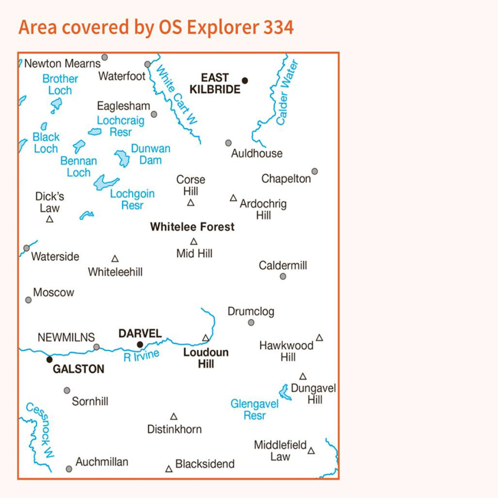 Ordnance Survey Explorer Map 334 East Kilbride, Galston & Darvel map view