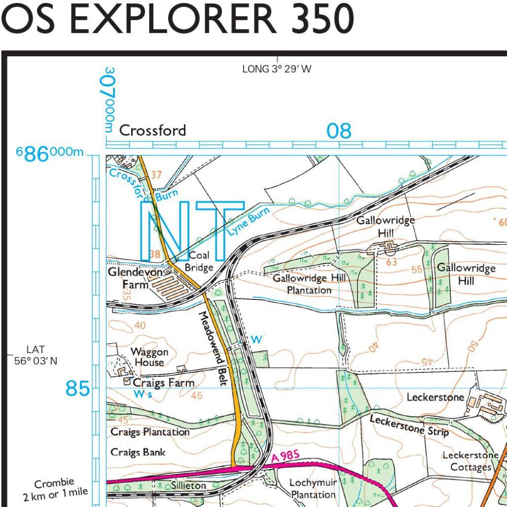 Ordnance Survey Explorer Map 350 Edinburgh Corner